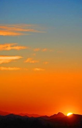 Sunset over a mountain range